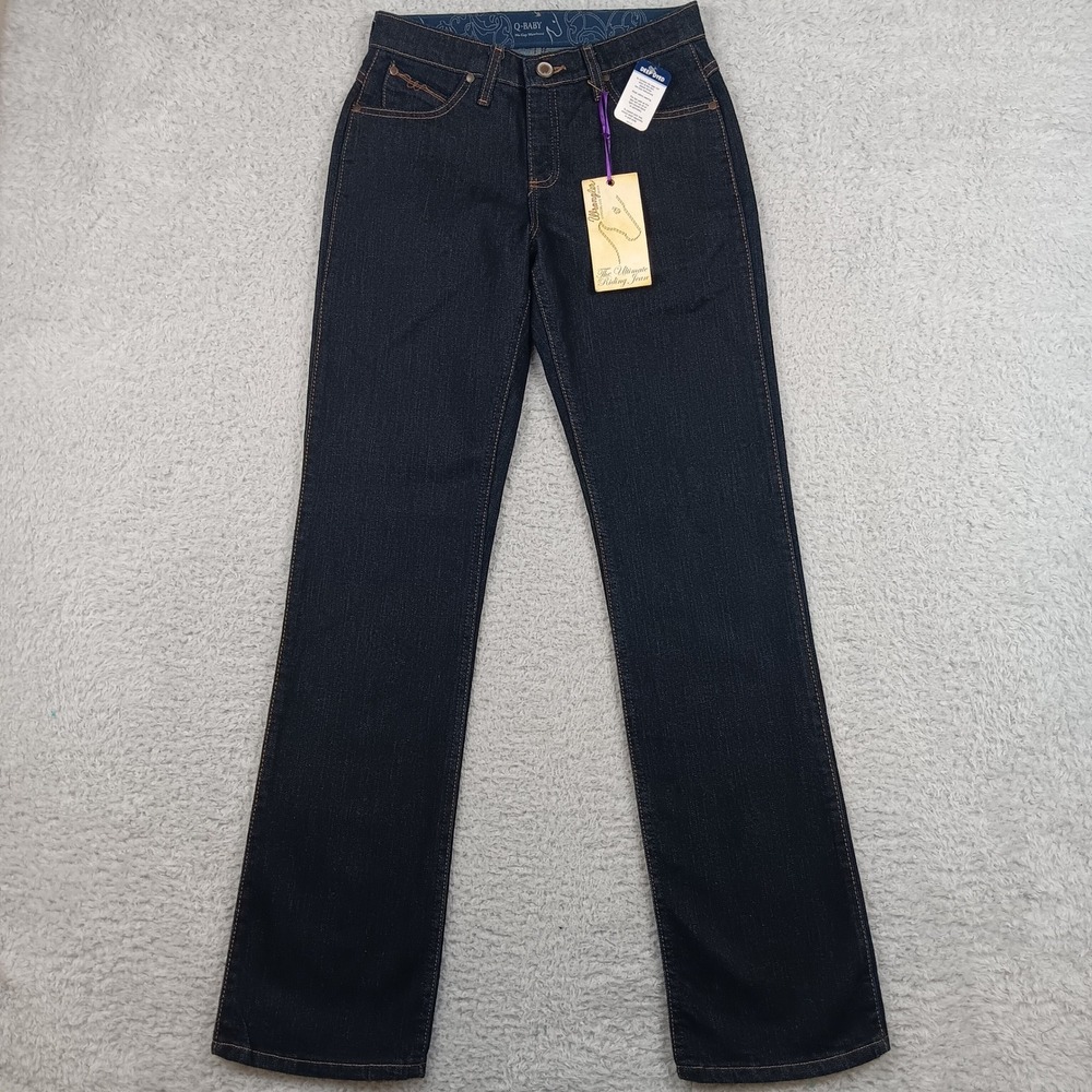 Wrangler Jeans Q-Baby Cowgirl Cut Women 5/6 x 34 Dark Wash Stretch NWT WRQ20DD